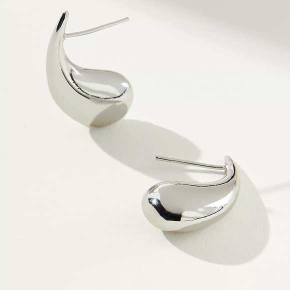 Silver Organic Drop Earrings - Picture 3 of 6